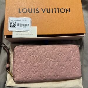 Louis Vuitton Monogram Empreinte Leather Zippy Wallet Rose Poudre Pink